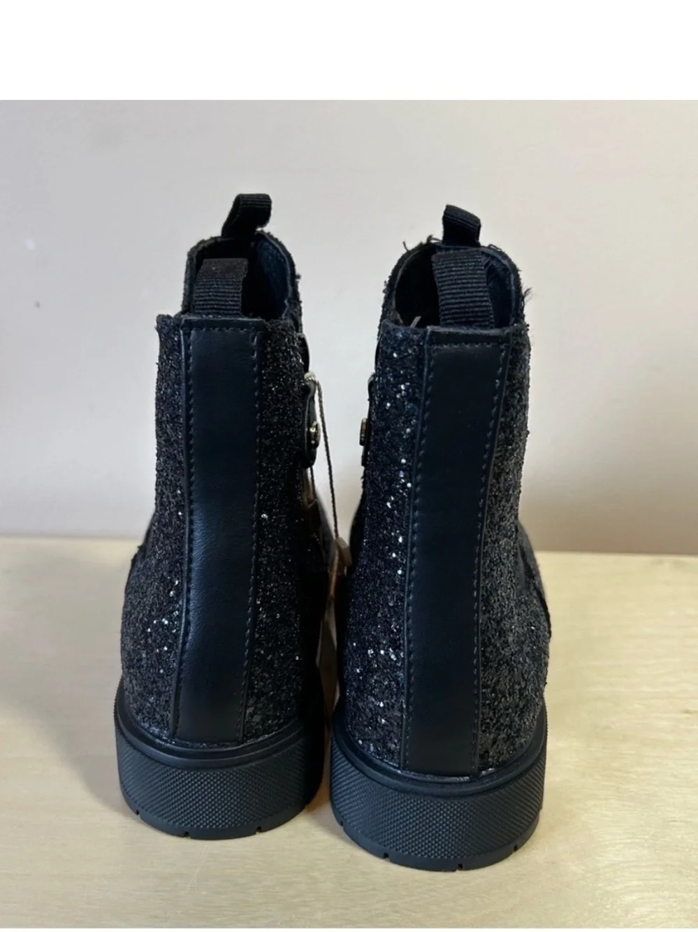 Gioseppo Kids Girls EU 37 Black Glitter Chelsea Boots NWT $155